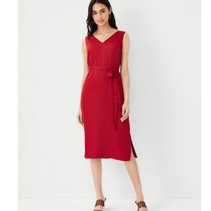 NWT Ann Taylor V-Neck Tie Waist Midi Dress Size 12
